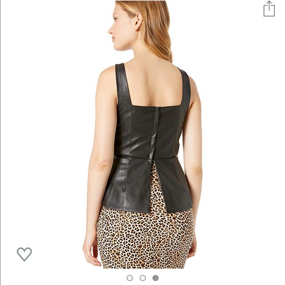 BCBGMAXAZRIA Faux Leather Peplum Top XS NEW - Picture 3 of 3